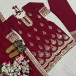 "Elegance Royale" – Premium Embroidered Natural Crepe Silk Suit Set