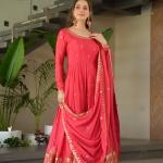 💫 "Noorani Glam" Chinnon Embroidered Gown Set with Dupatta