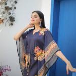 🌟 "Blue Mirage" Premium Printed Chinon Kaftan