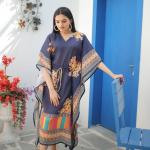 🌟 "Blue Mirage" Premium Printed Chinon Kaftan