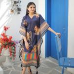 🌟 "Blue Mirage" Premium Printed Chinon Kaftan