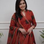 Elegant Cotton Angrakha-Style Kurta Pant Dupatta Set (Sizes M to XXL)