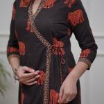 Elegant Cotton Angrakha-Style Kurta Pant Dupatta Set (Sizes M to XXL)