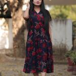 🌸 RangMasti Georgette Glam Maxi Dress