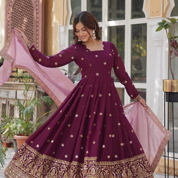 💫 "Zeenat" Star Georgette Gown with Dupatta – Premium Designer Collection 💫