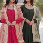 💫 "Shimmer Royale" Premium Gown with Dupatta – 2025 Collection