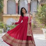 💫 "Shimmer Royale" Premium Gown with Dupatta – 2025 Collection
