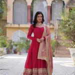 💫 "Shimmer Royale" Premium Gown with Dupatta – 2025 Collection