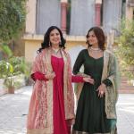 💫 "Shimmer Royale" Premium Gown with Dupatta – 2025 Collection