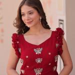 🌟 Zyana Premium Frill Gown – Designer Sleeveless Collection