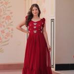 🌟 Zyana Premium Frill Gown – Designer Sleeveless Collection