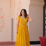 🌟 Zyana Premium Frill Gown – Designer Sleeveless Collection