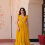 🌟 Zyana Premium Frill Gown – Designer Sleeveless Collection