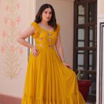 🌟 Zyana Premium Frill Gown – Designer Sleeveless Collection