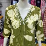 ✨ "Noor Mirror Work A-Line Kurti Plazo Set" – Festive Cotton Rayon Edition