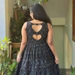 🖤 “Elegance in Ikkat” – Frill Back Soft Cotton Dress