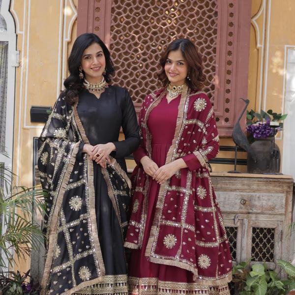 🌟 "Noorani Elegance" Premium Embroidered Gown with Dupatta Set
