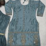 NoorFestiva NF-1235 – Premium Embroidered Chinon Sharara Set