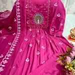 💫 Product Name: Noor – Embroidered Cotton Anarkali Set with Malmal Dupatta