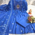 💫 Product Name: Noor – Embroidered Cotton Anarkali Set with Malmal Dupatta