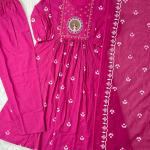 💫 Product Name: Noor – Embroidered Cotton Anarkali Set with Malmal Dupatta
