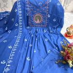 💫 Product Name: Noor – Embroidered Cotton Anarkali Set with Malmal Dupatta