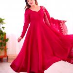 ✨ Product Name: Aarvi - Premium Designer Fandy Silk Gown with Dupatta