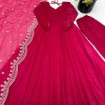 ✨ Product Name: Aarvi - Premium Designer Fandy Silk Gown with Dupatta