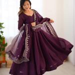 ✨ Product Name: Aarvi - Premium Designer Fandy Silk Gown with Dupatta