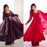 ✨ Product Name: Aarvi - Premium Designer Fandy Silk Gown with Dupatta