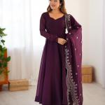✨ Product Name: Aarvi - Premium Designer Fandy Silk Gown with Dupatta