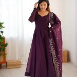 ✨ Product Name: Aarvi - Premium Designer Fandy Silk Gown with Dupatta