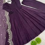✨ Product Name: Aarvi - Premium Designer Fandy Silk Gown with Dupatta