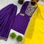 💫 Product Name: Noor - Premium Designer Chinnon Silk Top-Plazzo Set with Dupatta