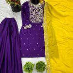 💫 Product Name: Noor - Premium Designer Chinnon Silk Top-Plazzo Set with Dupatta