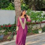 ✨ Product Name: "MirraTrend" 3-Piece Chinon Kurta Set with Tube Blouse