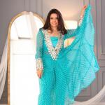 ✨ Product Name: "MirraTrend" 3-Piece Chinon Kurta Set with Tube Blouse