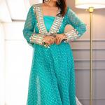 ✨ Product Name: "MirraTrend" 3-Piece Chinon Kurta Set with Tube Blouse