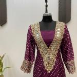 ✨ Product Name: "MirraTrend" 3-Piece Chinon Kurta Set with Tube Blouse