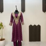 ✨ Product Name: "MirraTrend" 3-Piece Chinon Kurta Set with Tube Blouse