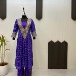 ✨ Product Name: "MirraTrend" 3-Piece Chinon Kurta Set with Tube Blouse