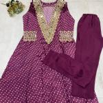 ✨ Product Name: "MirraTrend" 3-Piece Chinon Kurta Set with Tube Blouse