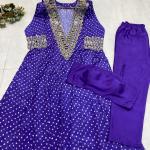 ✨ Product Name: "MirraTrend" 3-Piece Chinon Kurta Set with Tube Blouse