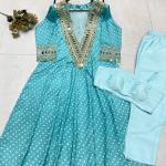 ✨ Product Name: "MirraTrend" 3-Piece Chinon Kurta Set with Tube Blouse
