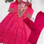 ✨ Product Name: "MirraTrend" 3-Piece Chinon Kurta Set with Tube Blouse