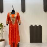 ✨ Product Name: "MirraTrend" 3-Piece Chinon Kurta Set with Tube Blouse