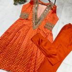 ✨ Product Name: "MirraTrend" 3-Piece Chinon Kurta Set with Tube Blouse