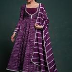 TF-310 – Naira Digital Print Anarkali Pant Suit with Organza Dupatta