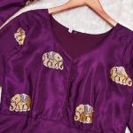 EleVibe Embroidered Chinnon Silk Gown Set - Wine Edition