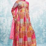 TF-302 – Elegant Cotton Printed Gown with Net Dupatta